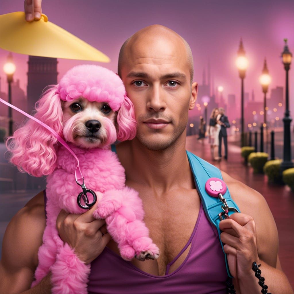 Man Walks Friend Dressed as Pink Poodle