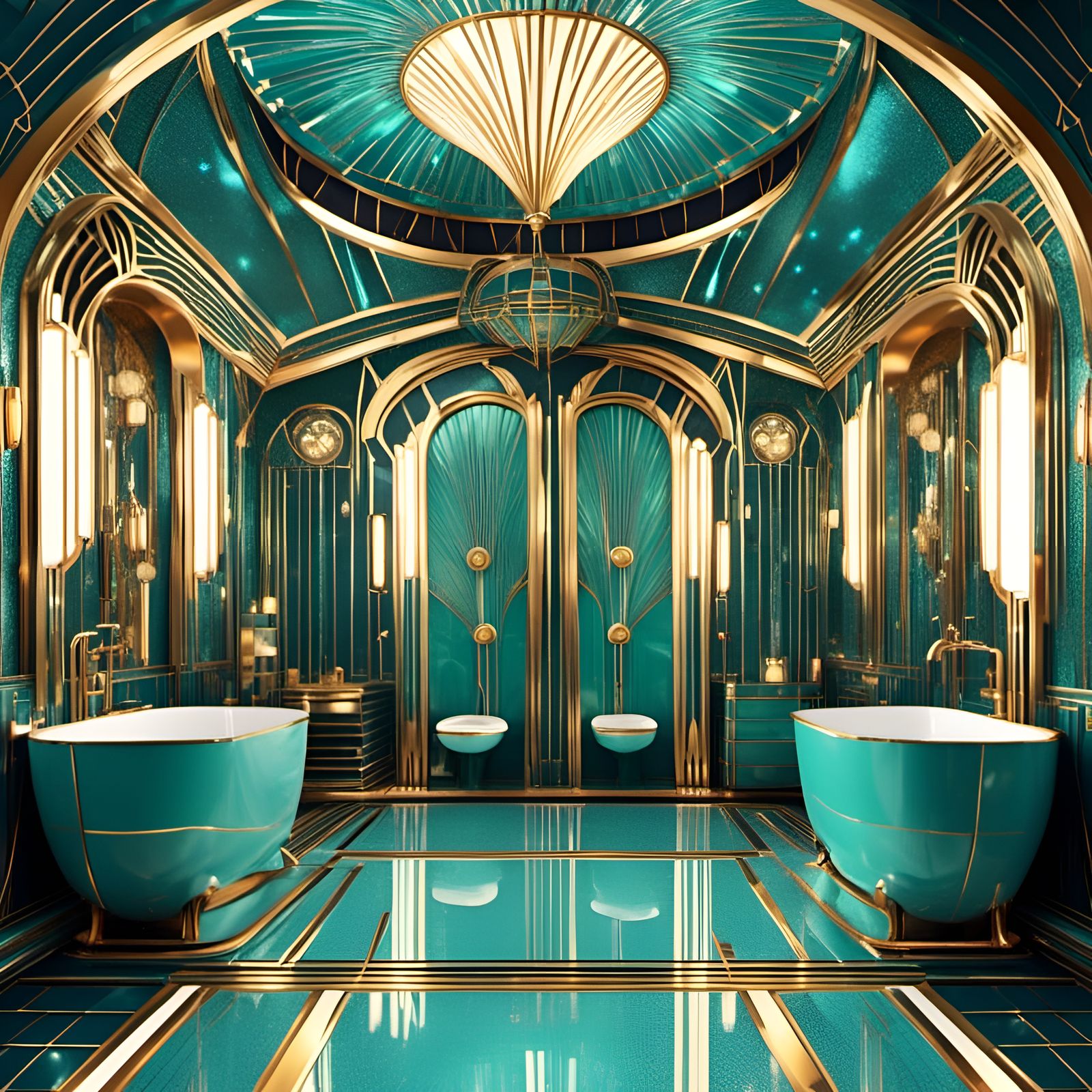 Dazzling Art Deco Aquamarine Bathhouse