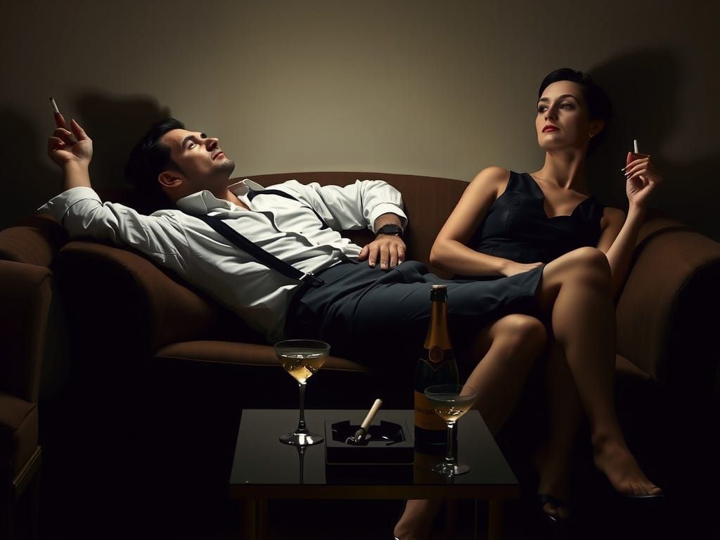 Moody Intimacy in a Dimly Lit Room