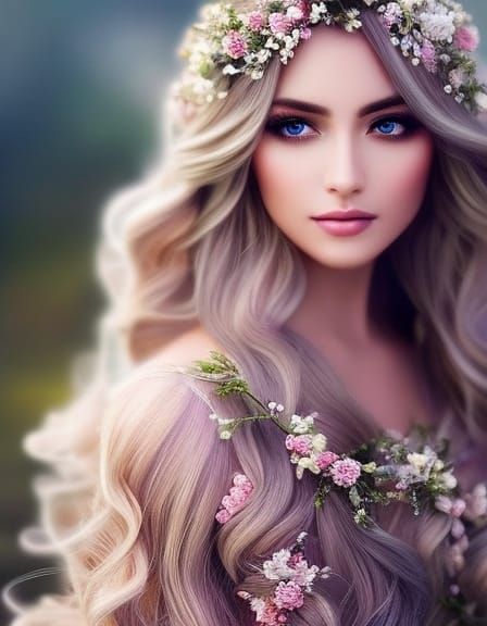 Rose Princess with Rosebud Crown, Digital Painting