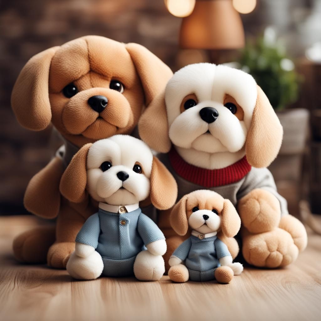 Cute Stuffed Dog with Family