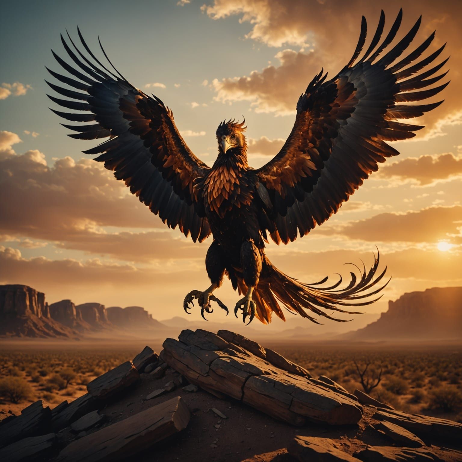 Cinematic Phoenix Rises in Fiery Glory