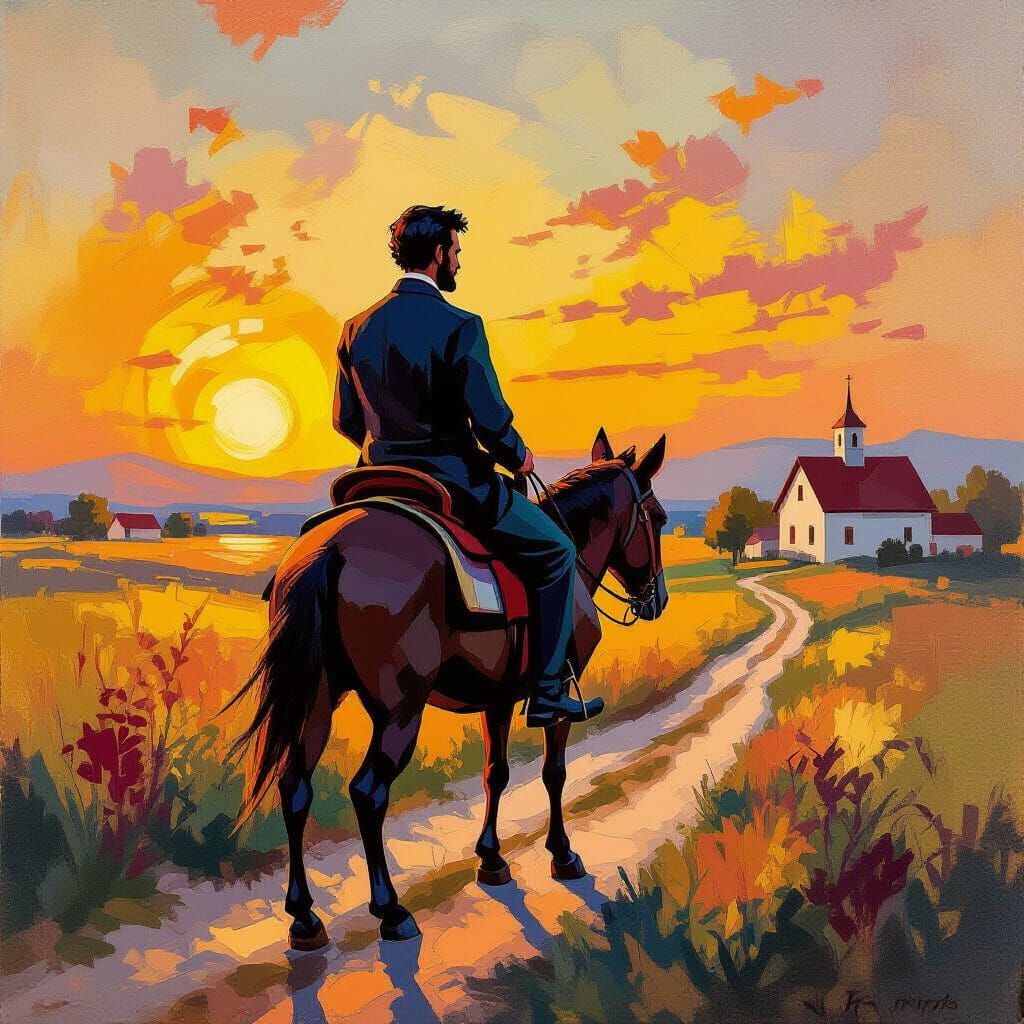 17-Year-Old Lincoln Rides Mule at Golden Hour