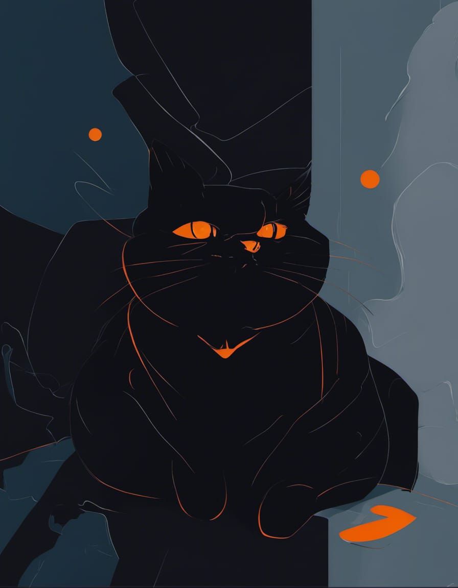 Oliver Clegg simple minimalist black orange black cat