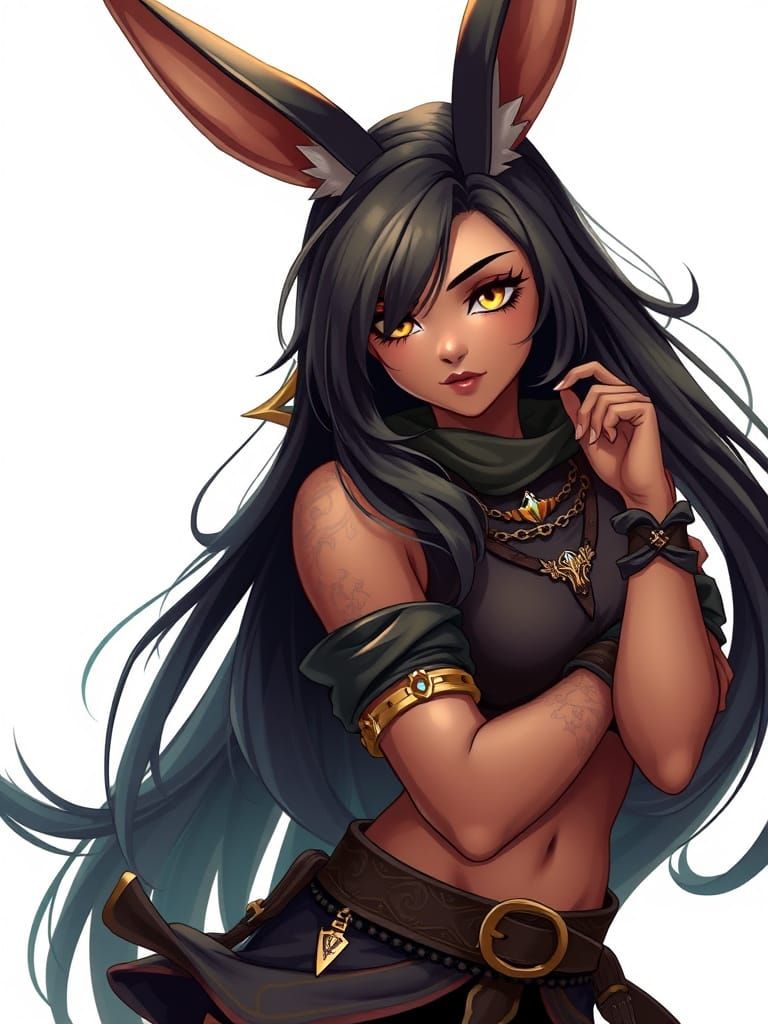 Seductive Fantasy Rabbit Girl in Cinematic Anime Style
