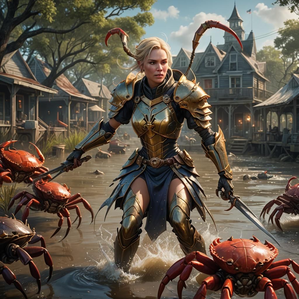 Cajun Queen Battles Killer Crabs: Fantasy Concept Art