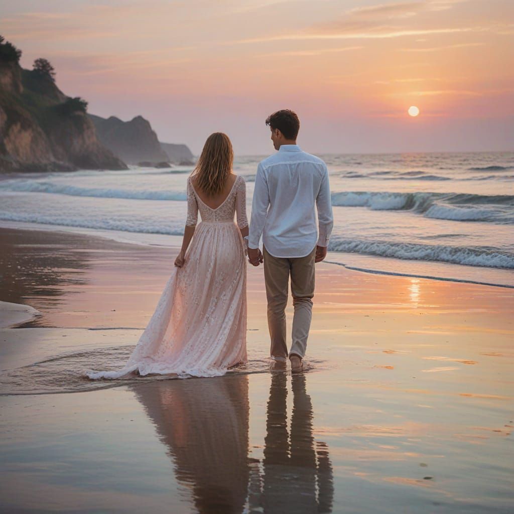 Impressionist Couple Basks in Sunset Glow