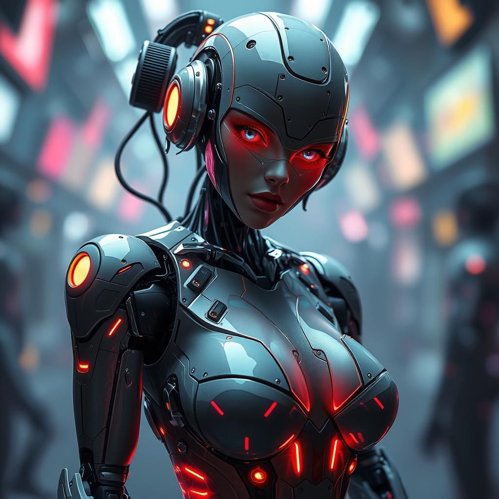 Futuristic Robot Woman in Hajime Sorayama Style