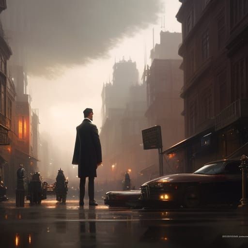 Victorian London Detective in Anime Style