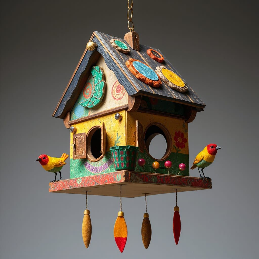Kinetic Birdhouse Sculpture Inspired by Mobiles