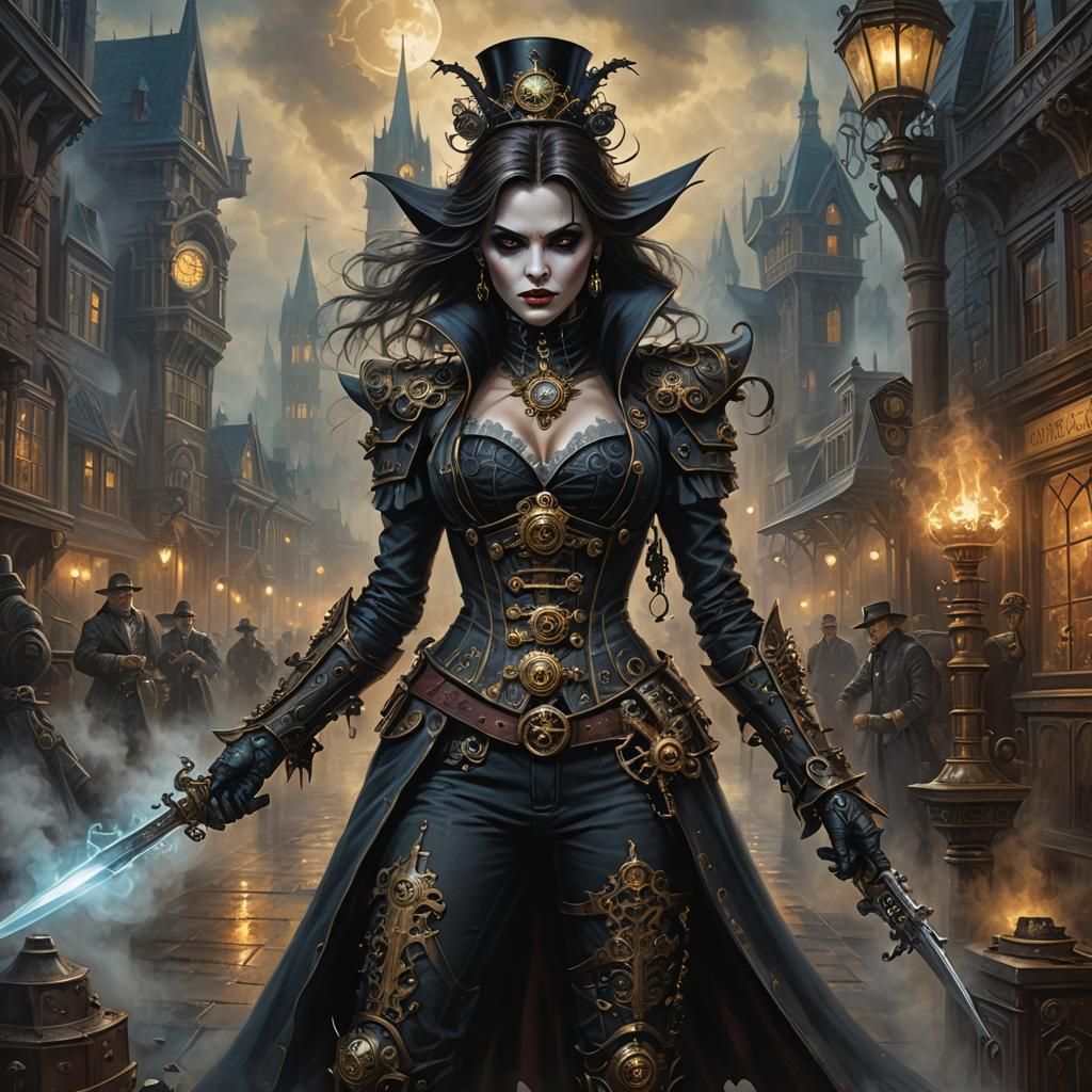 Steampunk Vampire in Clockwork Armor