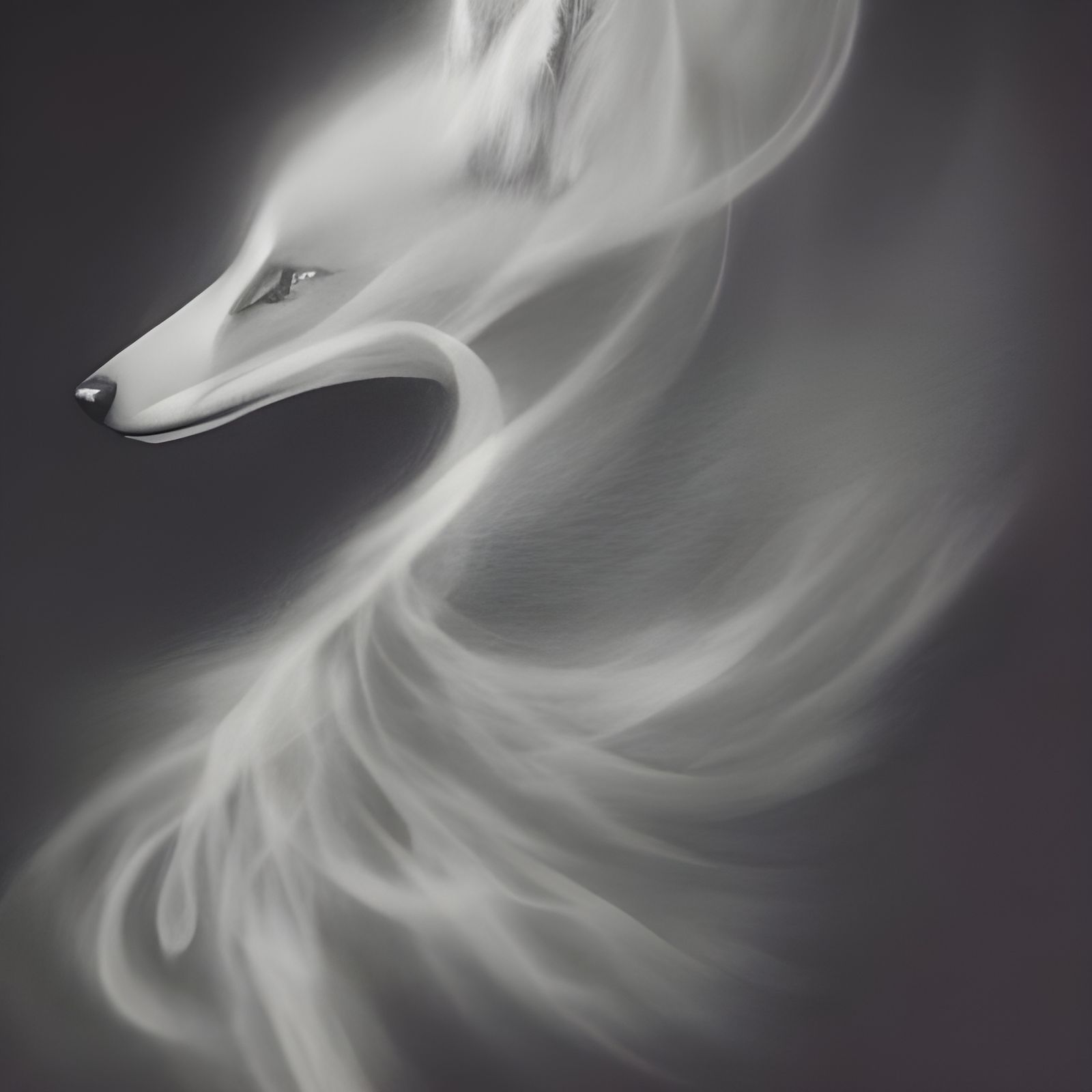 Mystical Foxes Emerge from Smoke: Pencil Sketch