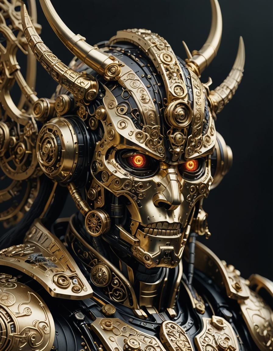 Fierce Cyborg Samurai in gold and black 🇯🇵