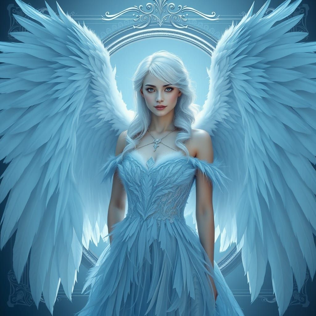 Ethereal Fantasy Portrait in Ice Blue and Silver