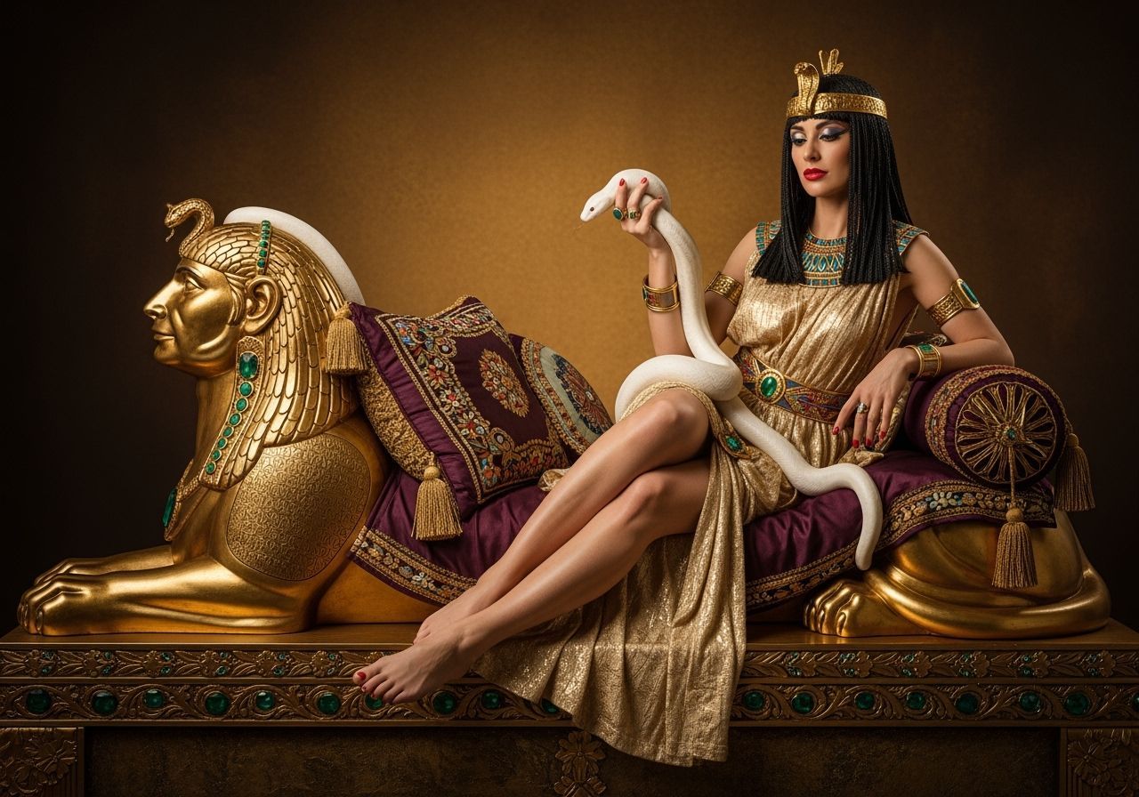 Egyptian Queen with Snake in Style of Klimt and Mucha