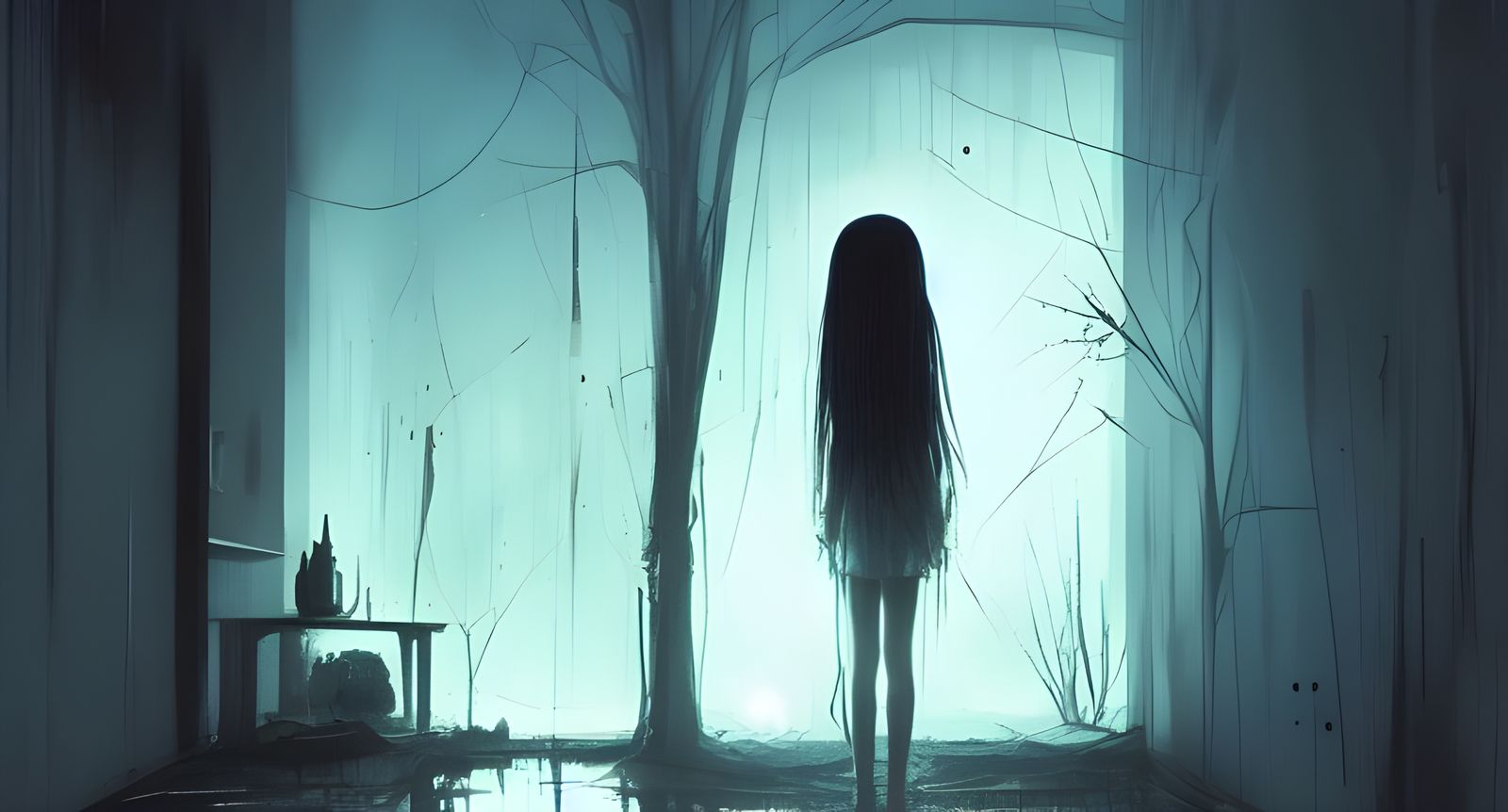 Sinister Figure in Dark Corner: Digital Illustration