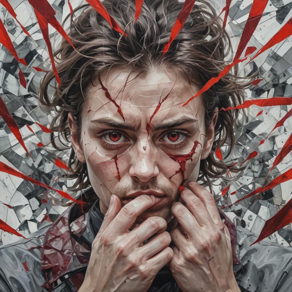 Emotional Portrait in Surreal Abstract Realism