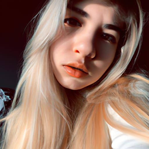 Girl with Blonde Hair in Deep Color Art