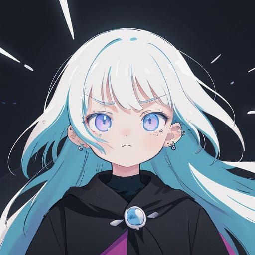 Anime-Inspired Woman with Vibrant, Cel-Shaded Eyes