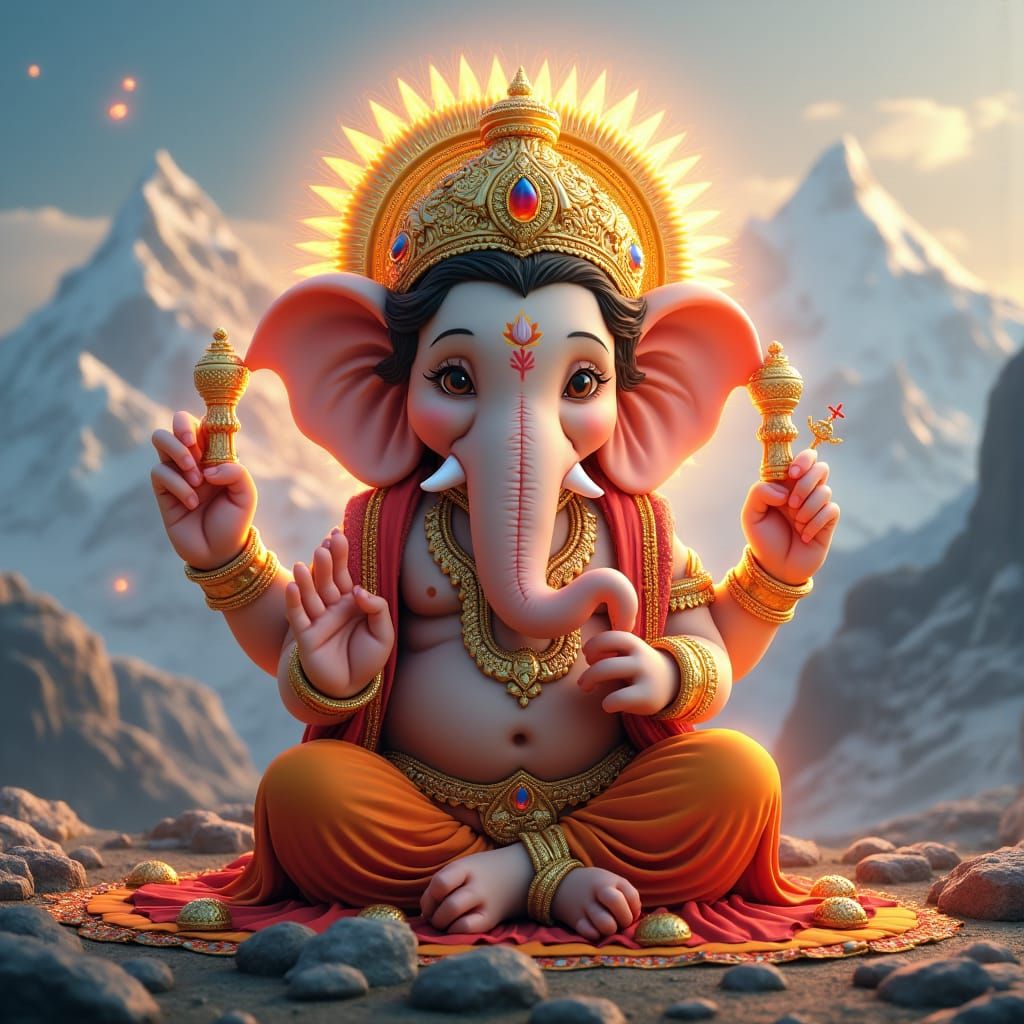 Gauri Mata and Ganesh Ji: Animated Indian Art