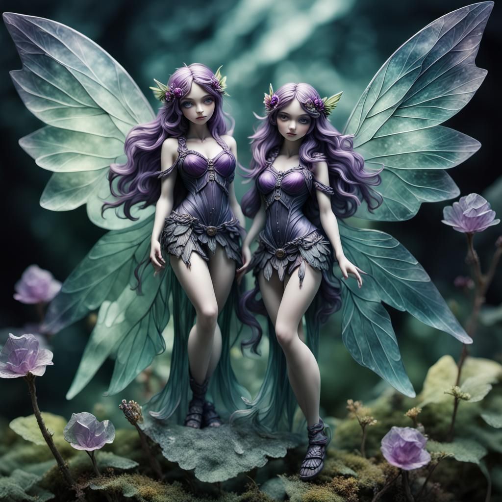 Hyperrealistic Fluorite Fairies with Intricate Wings
