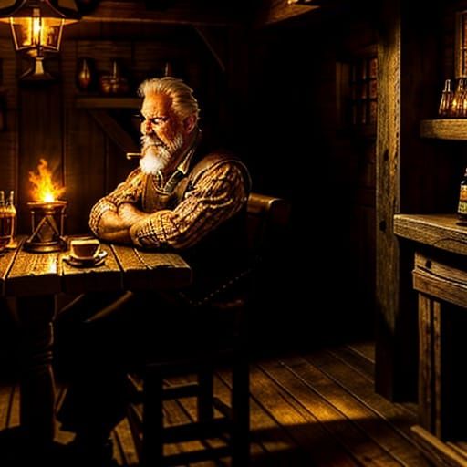 Cozy Tavern Scene: Old Sailor's Nostalgia