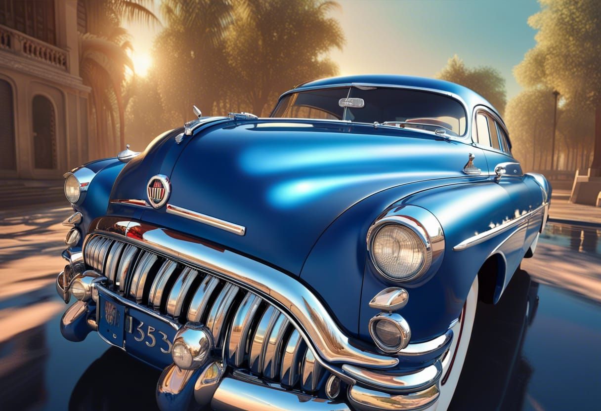 1950 Buick Grille with Sunset Reflection