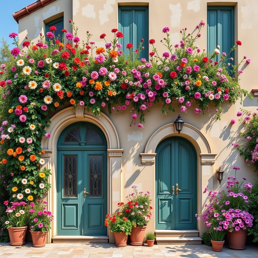 Whimsical Mediterranean Villa with Floral Wrought Iron