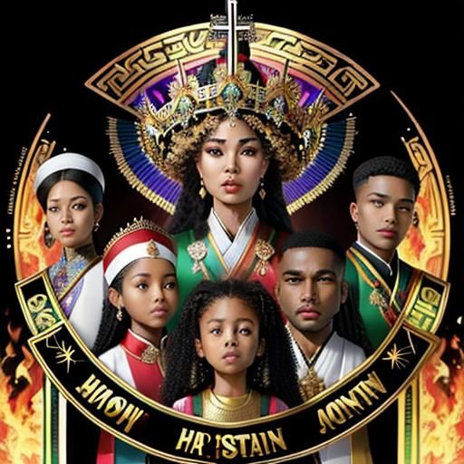 Diverse Royal Family with Symbols of Faith