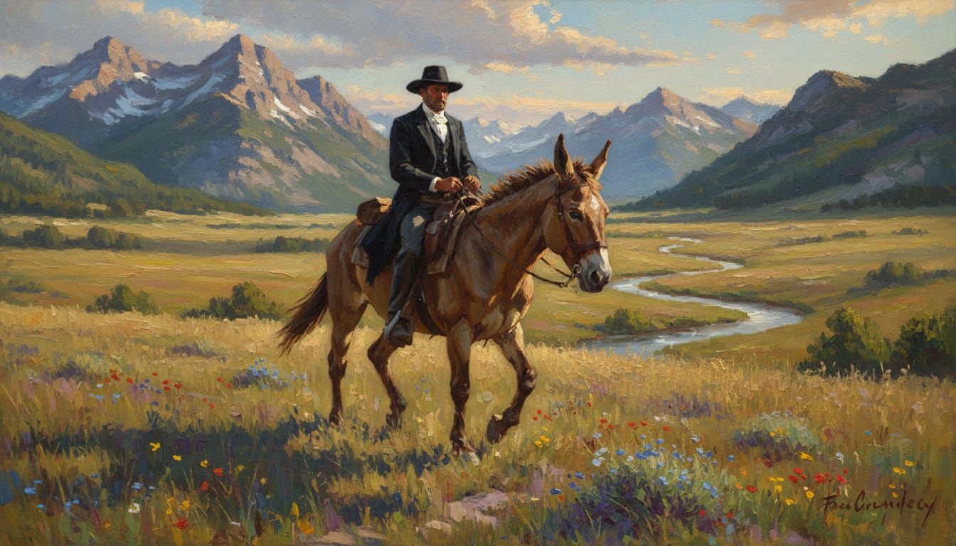 Impressionistic Oil Painting of a Preacher on a Mule
