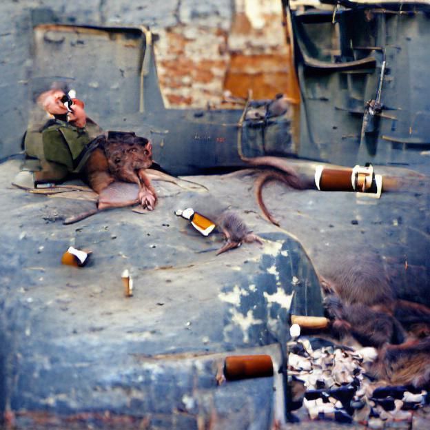 Rat Reminiscing the War Smoking a Cigar