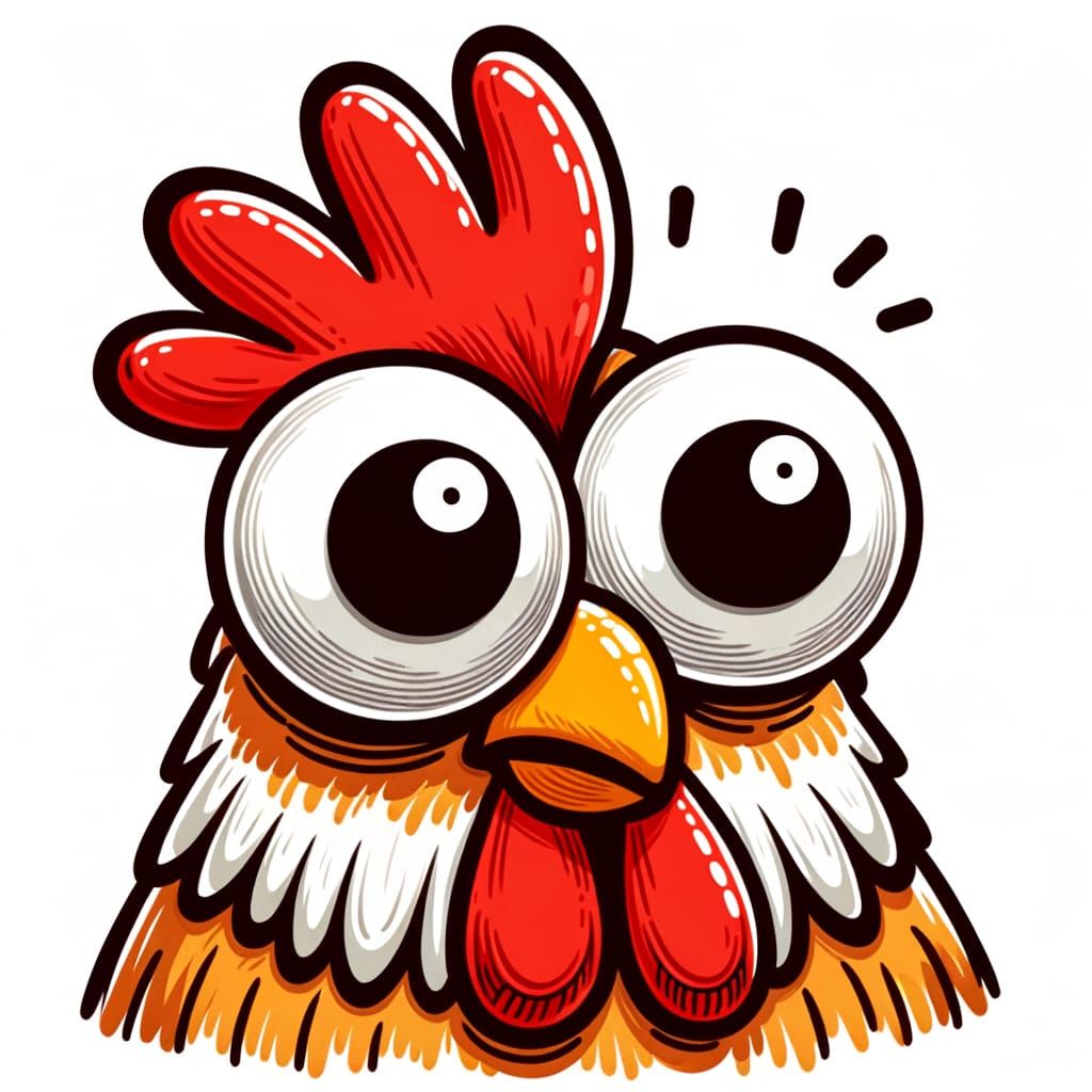 Humorous Googly-Eyed Chicken with Dazed Expression