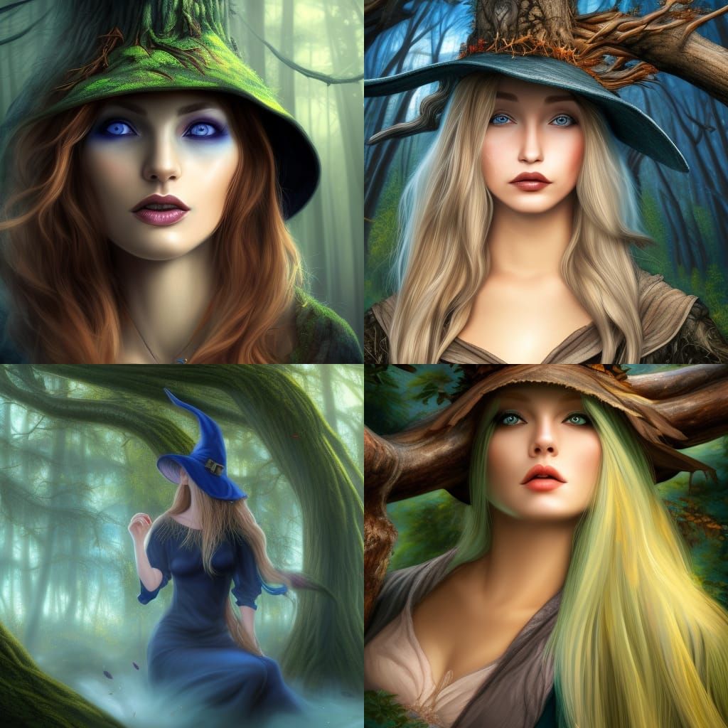 Blonde Witch in Wild Forest: 3D Art