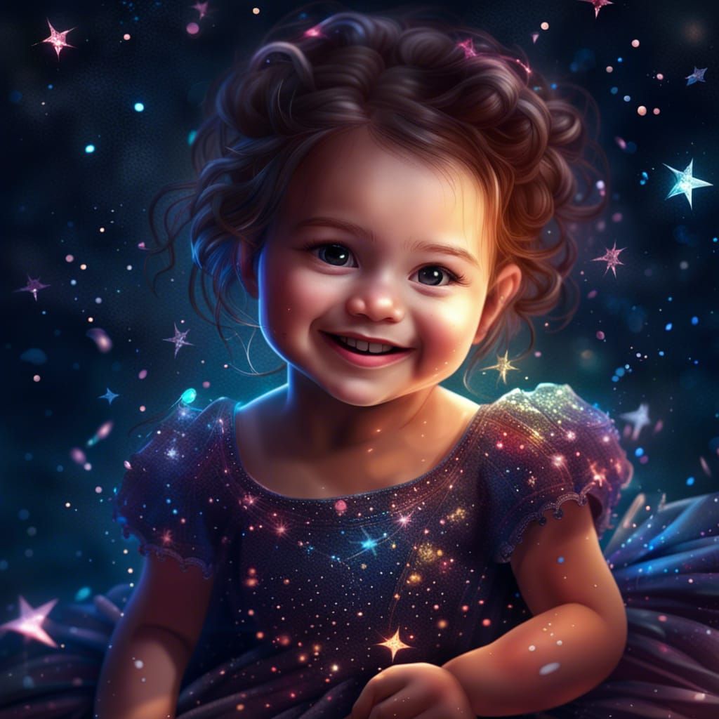Baby Girl in Shimmering Dress: Fantasy Concept Art