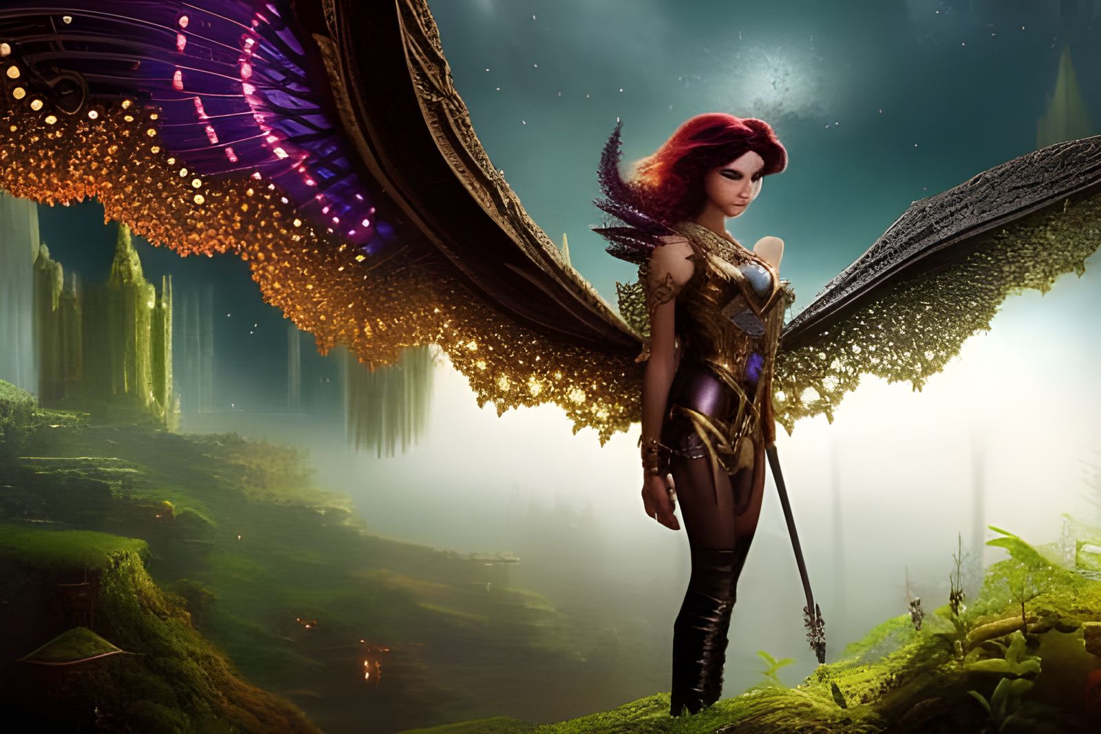 Cyborg Fairy in Hyperdetailed Fairy Kingdom