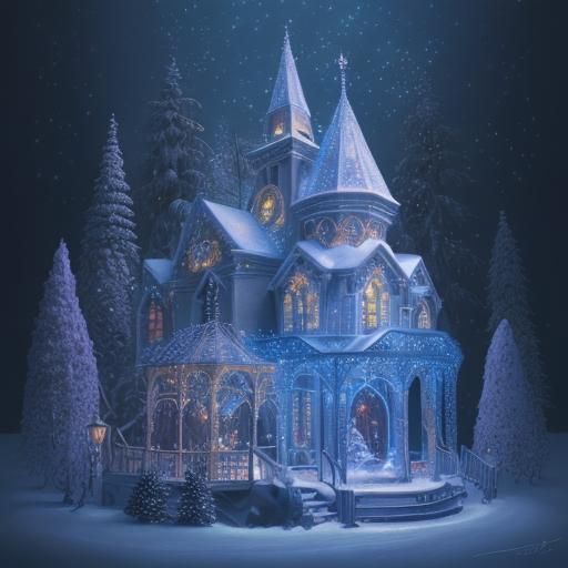 Magical Christmas Winter Wonderland in Mixed Media