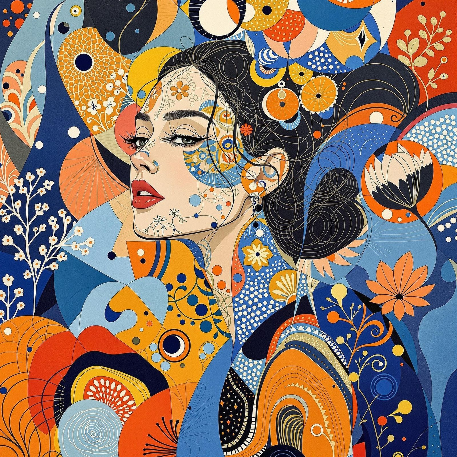 Ethereal Portrait of a Woman in Vibrant Abstraction