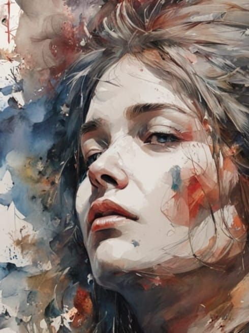 Expressive Watercolors Sunset Scene with Loose Hatching and ...