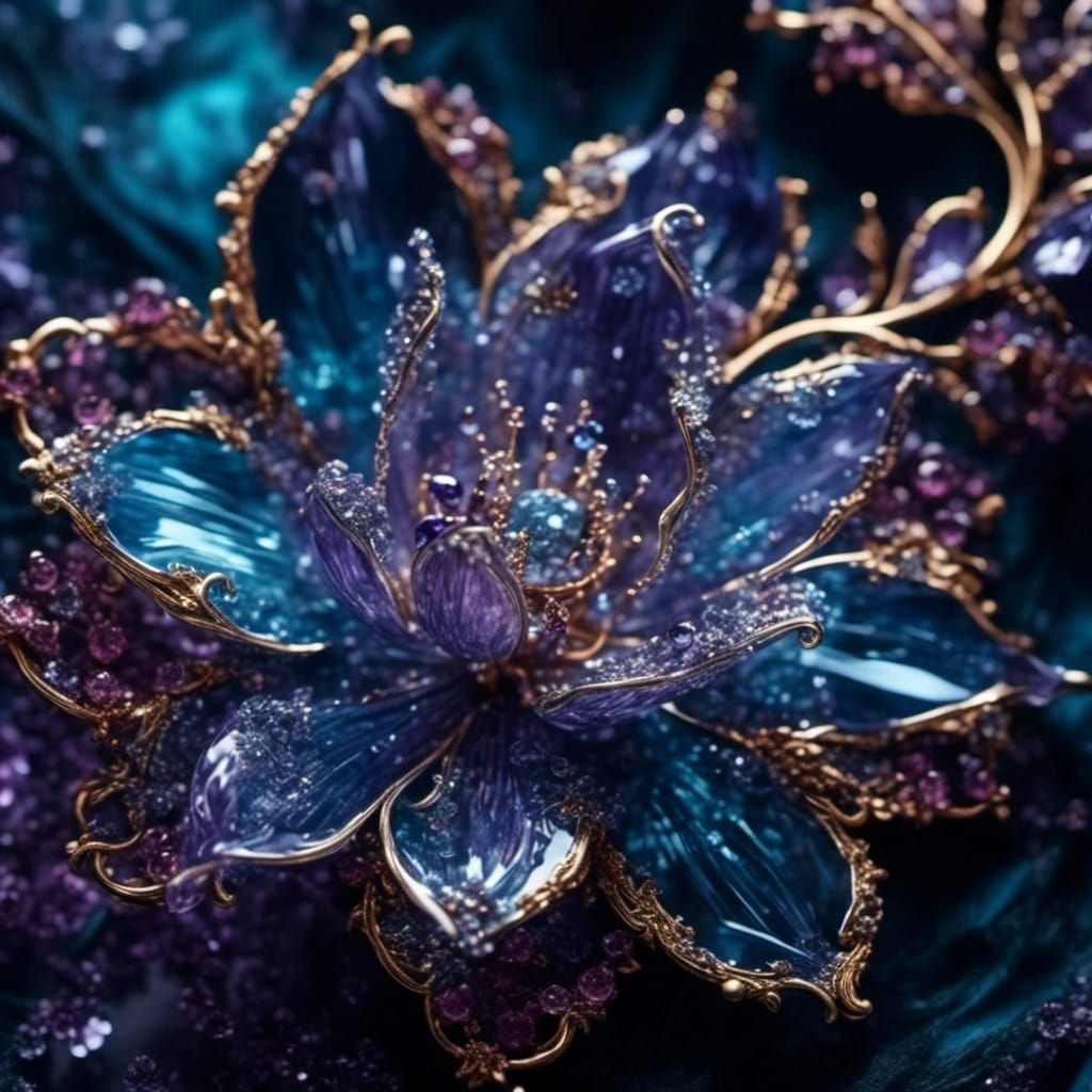 Blooming Crystal Flower in Blue and Purple
