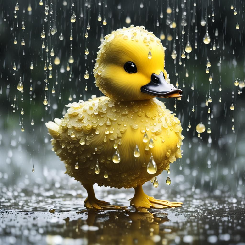 Duckling in the Rain