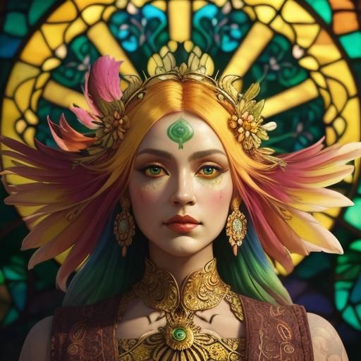 Dragon Peacock Woman in Ornate Digital Painting