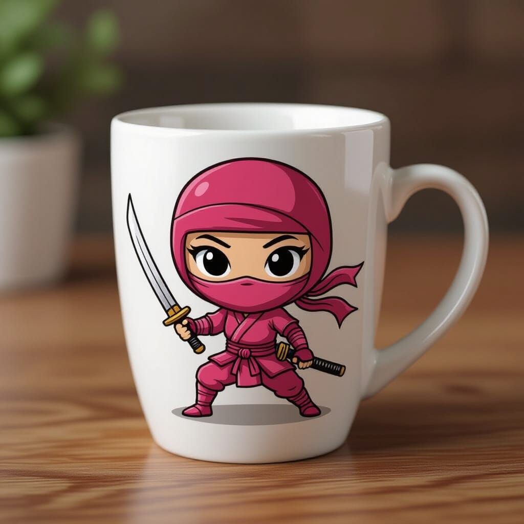 Cute Pink Kunoichi Ninja Cup Design