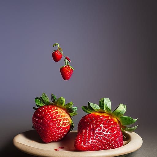 Fairytale Strawberries with Birds in Magic Realism