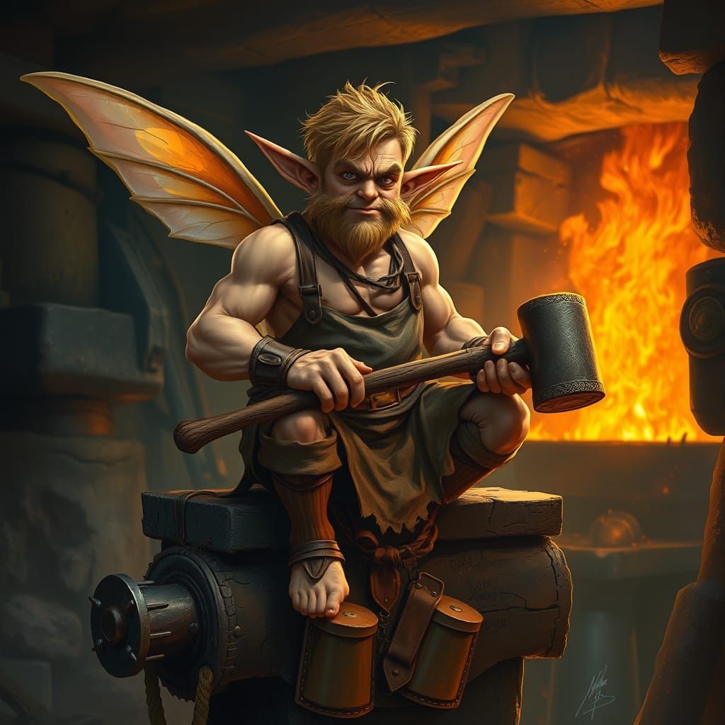 Mythic Blacksmith Fairy in Fiery Forge