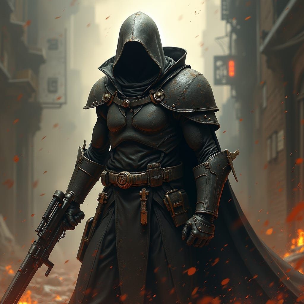 Grimdark Warrior in Airbrush Art Style