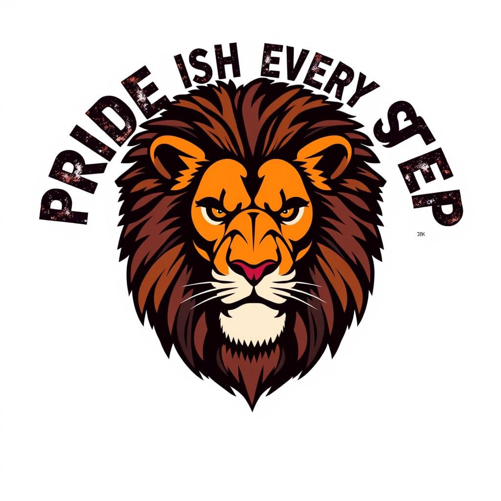 Confident Lion's Head in Retro Futuristic Style