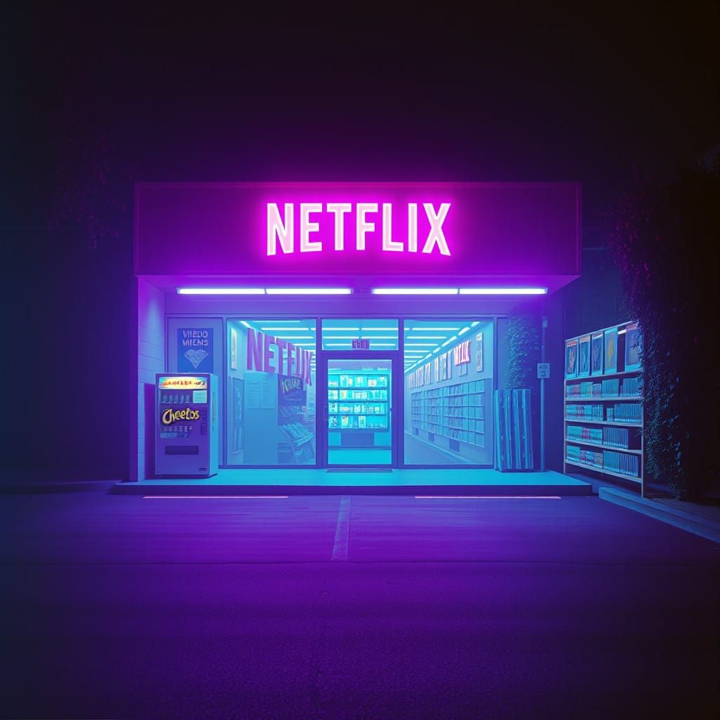 Ethereal Video Rental Store in a Forgotten Cityscape