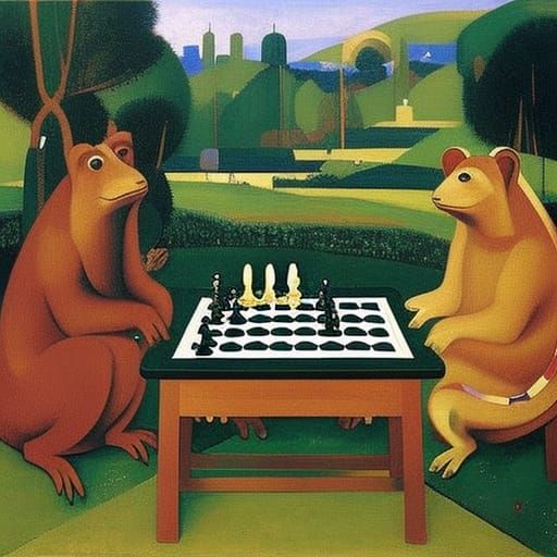 Hedgedog and Vampirefrog Chess Match in Galaxy
