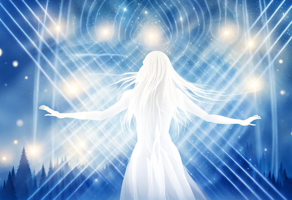 Shining Celestial Being Dancing in Blue Light