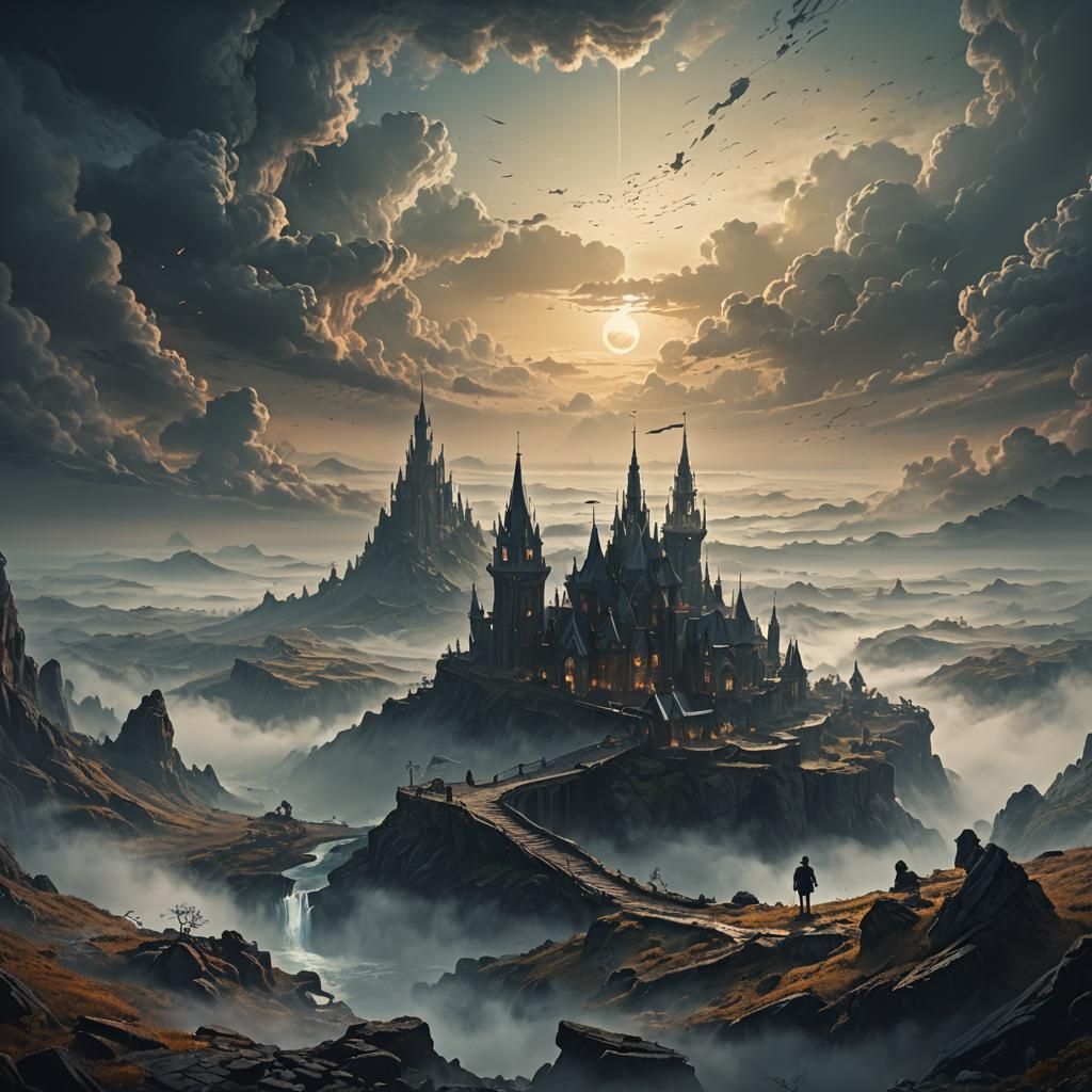 Fantastical Horizon: Detailed Matte Painting in Deep Color